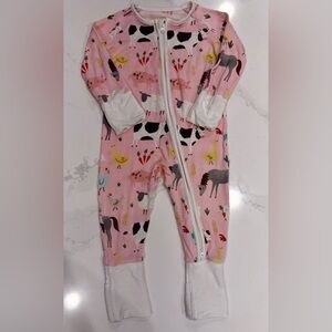 Little Sleepies Baby Girl’s Farm Animals One Piece Zipper Pajamas 3-6 month